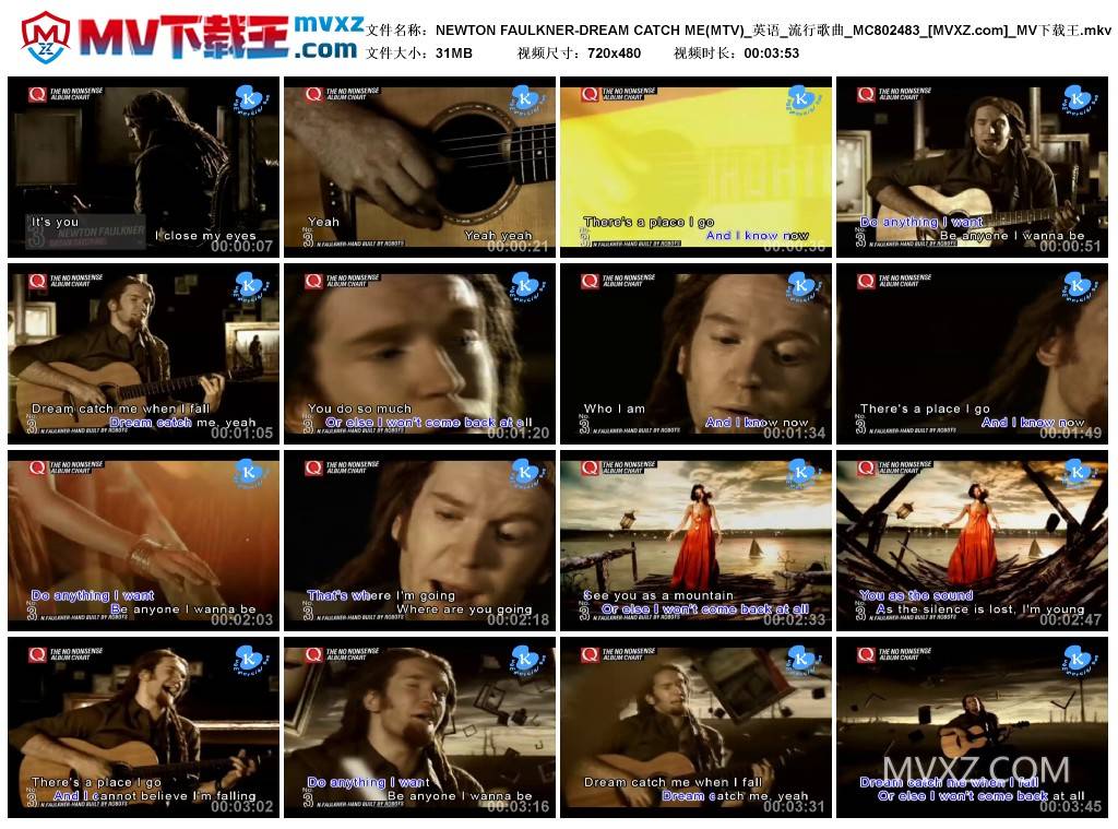 NEWTON FAULKNER-DREAM CATCH ME(MTV)_英语_流行歌曲_MC802483